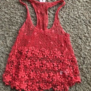 Coral knit tank top